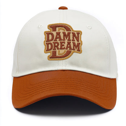 DAMN;DREAM BIG Motivational White Cap - Two Tone Cap - Orange