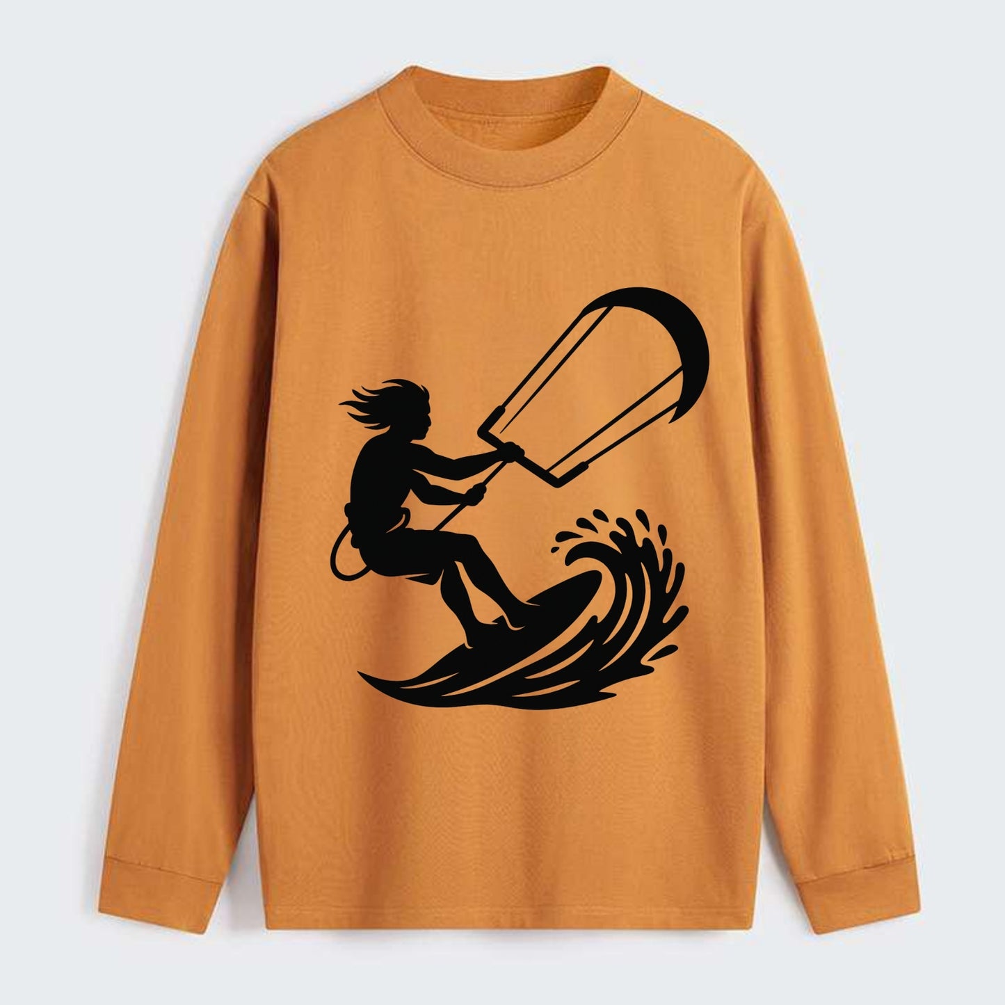 Kite surfer riding wave - Classic Long Sleeve Shirt - Orange