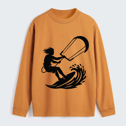 Kite surfer riding wave - Classic Long Sleeve Shirt - Orange