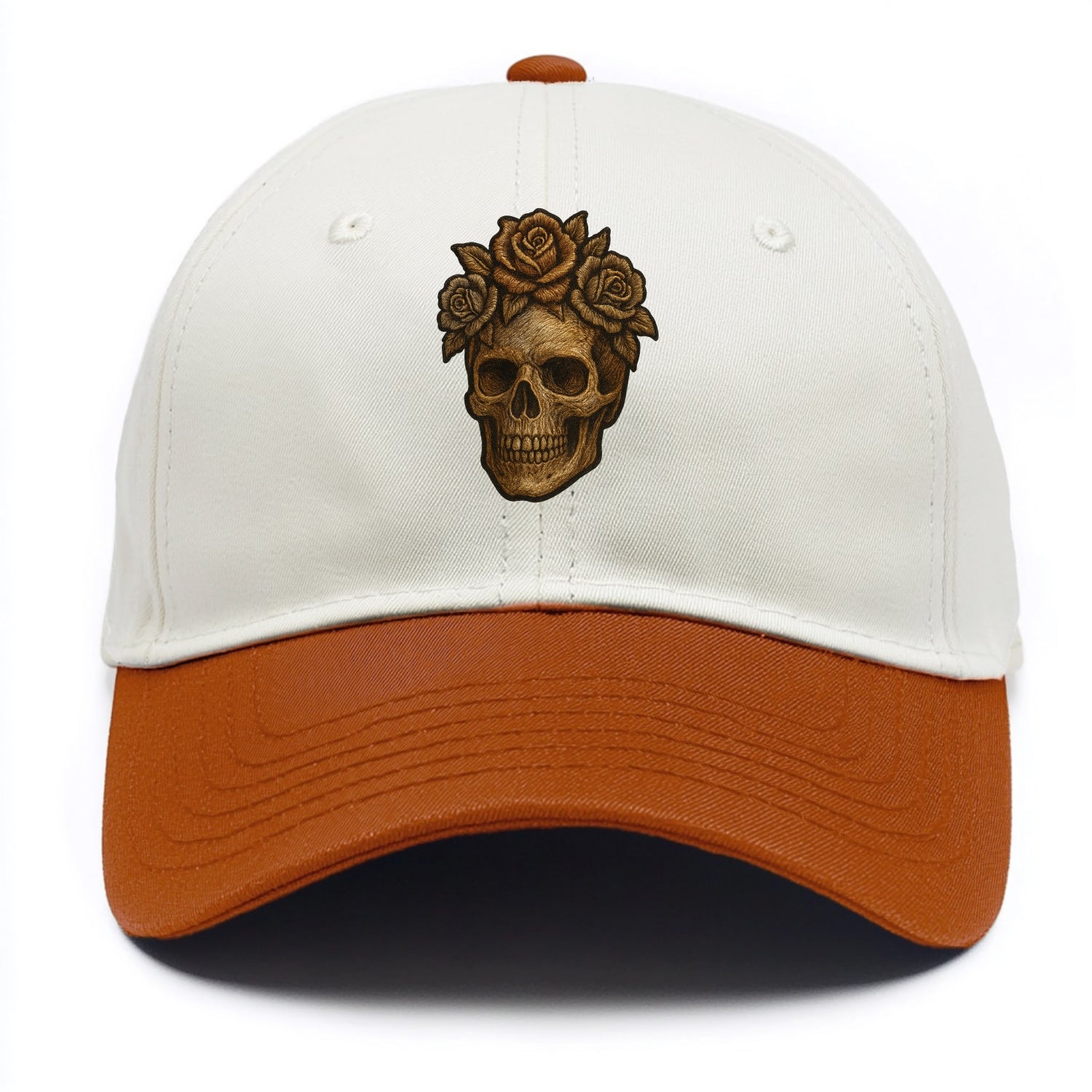 Skull and Roses  - Two Tone Cap - Orange