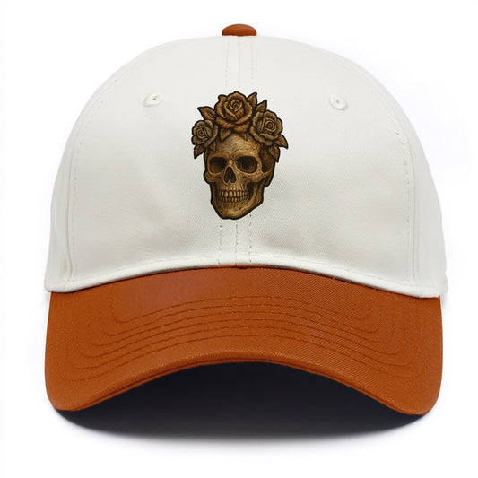 Skull and Roses  - Two Tone Cap - Orange