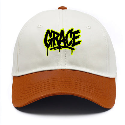 Bold typography design - "GRACE" - elegance under pressure, divine favor - Two Tone Cap - Orange