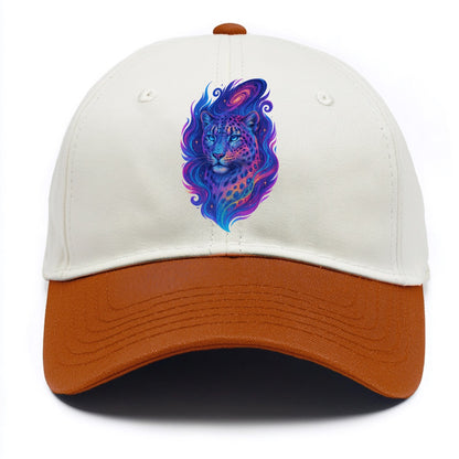 Majestic snow leopard with rainbow gradient spots, crystalline flowing patterns, - Two Tone Cap - Orange