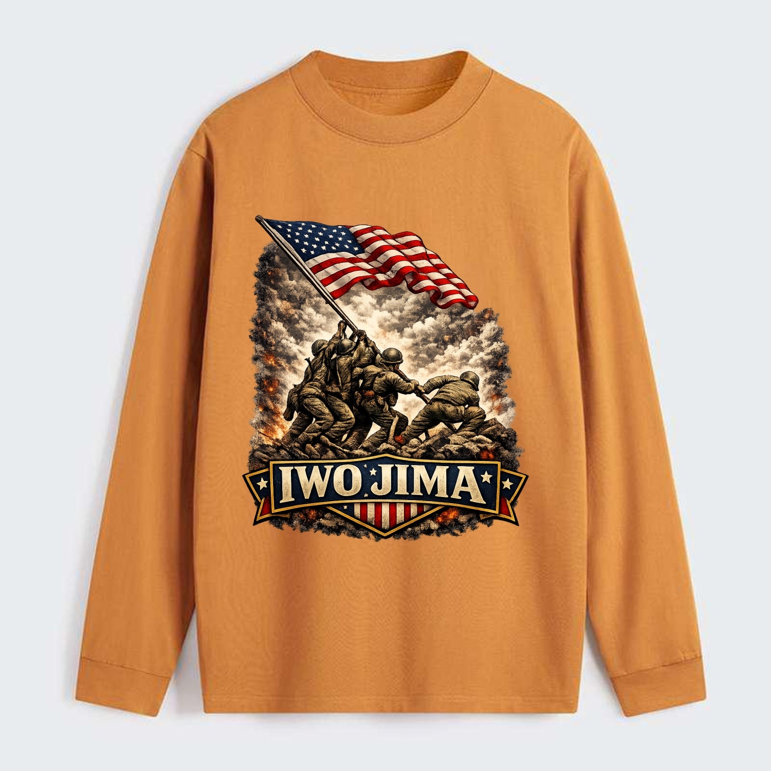 Iwo Jima Flag Raising - Classic Long Sleeve Shirt - Orange