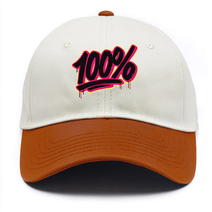 Bold typography design - "100%" - all in, fully committed - Two Tone Cap - Orange