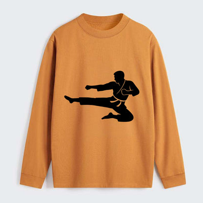 Martial artist flying kick - Classic Long Sleeve Shirt - Orange