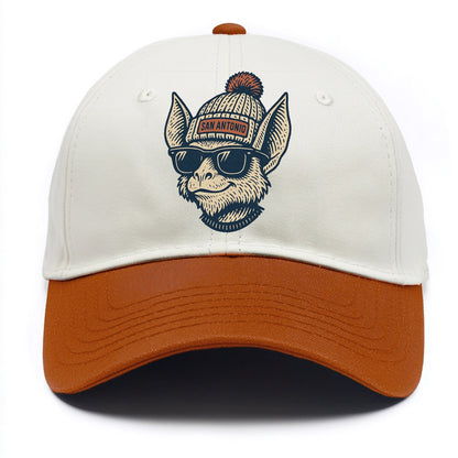 San Antonio Bat wearing San Antonio beanie with pom pom and wayfarer sunglasses - Two Tone Cap - Orange
