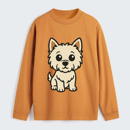 West Highland White Terrier - Alert standing pose - Classic Long Sleeve Shirt - Orange