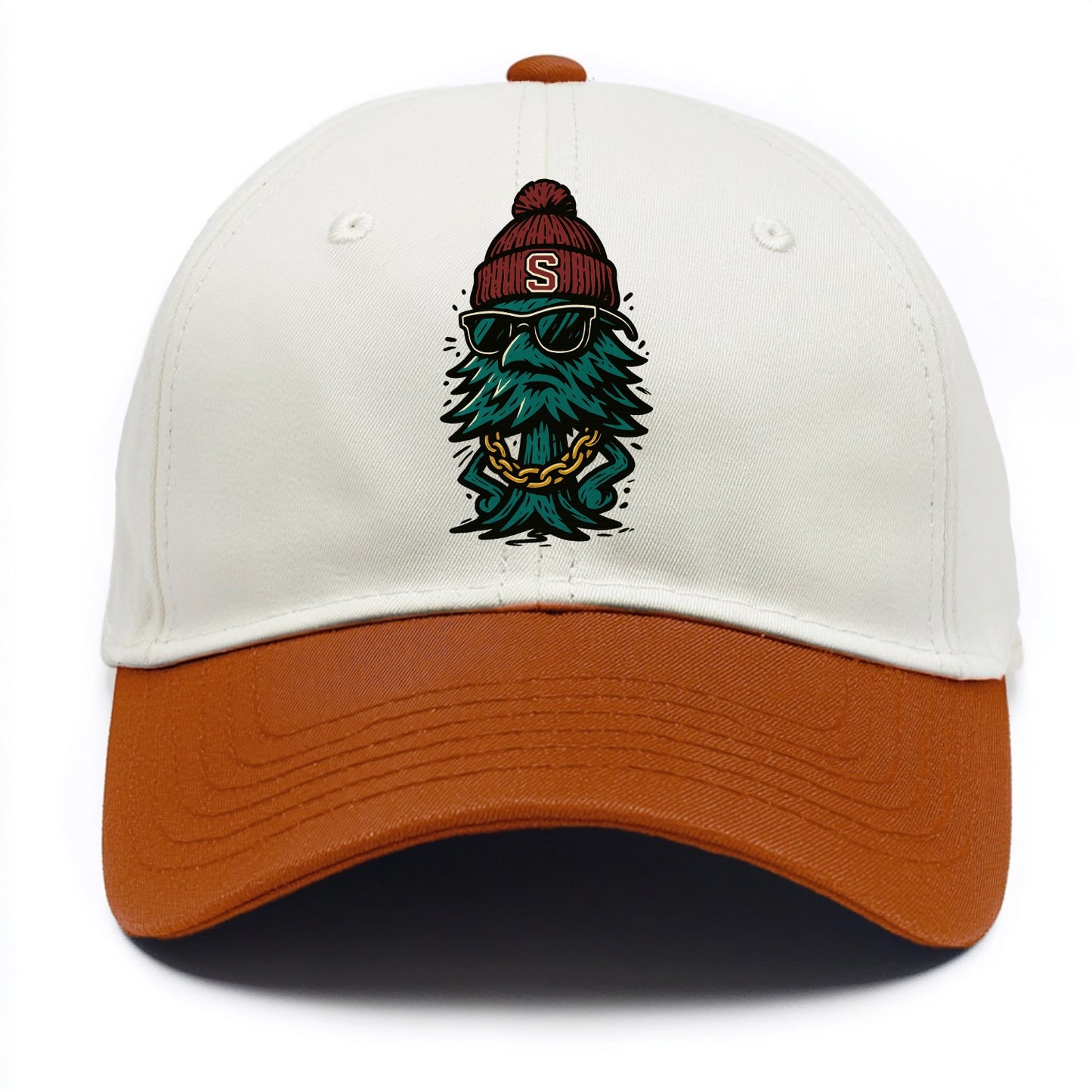 Palo Alto Tree wearing Stanford beanie with S patch - Two Tone Cap - Orange