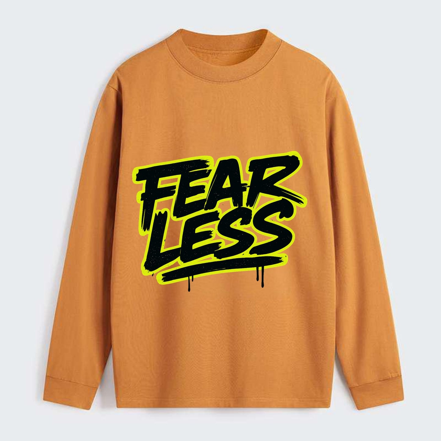 Bold typography design - "FEARLESS" - courage, bravery, facing - Classic Long Sleeve Shirt - Orange