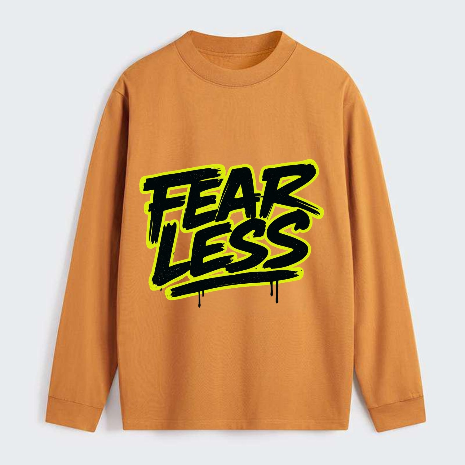 Bold typography design - "FEARLESS" - courage, bravery, facing - Classic Long Sleeve Shirt - Orange