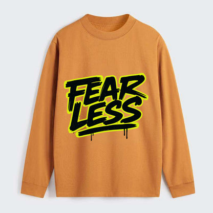 Bold typography design - "FEARLESS" - courage, bravery, facing - Classic Long Sleeve Shirt - Orange