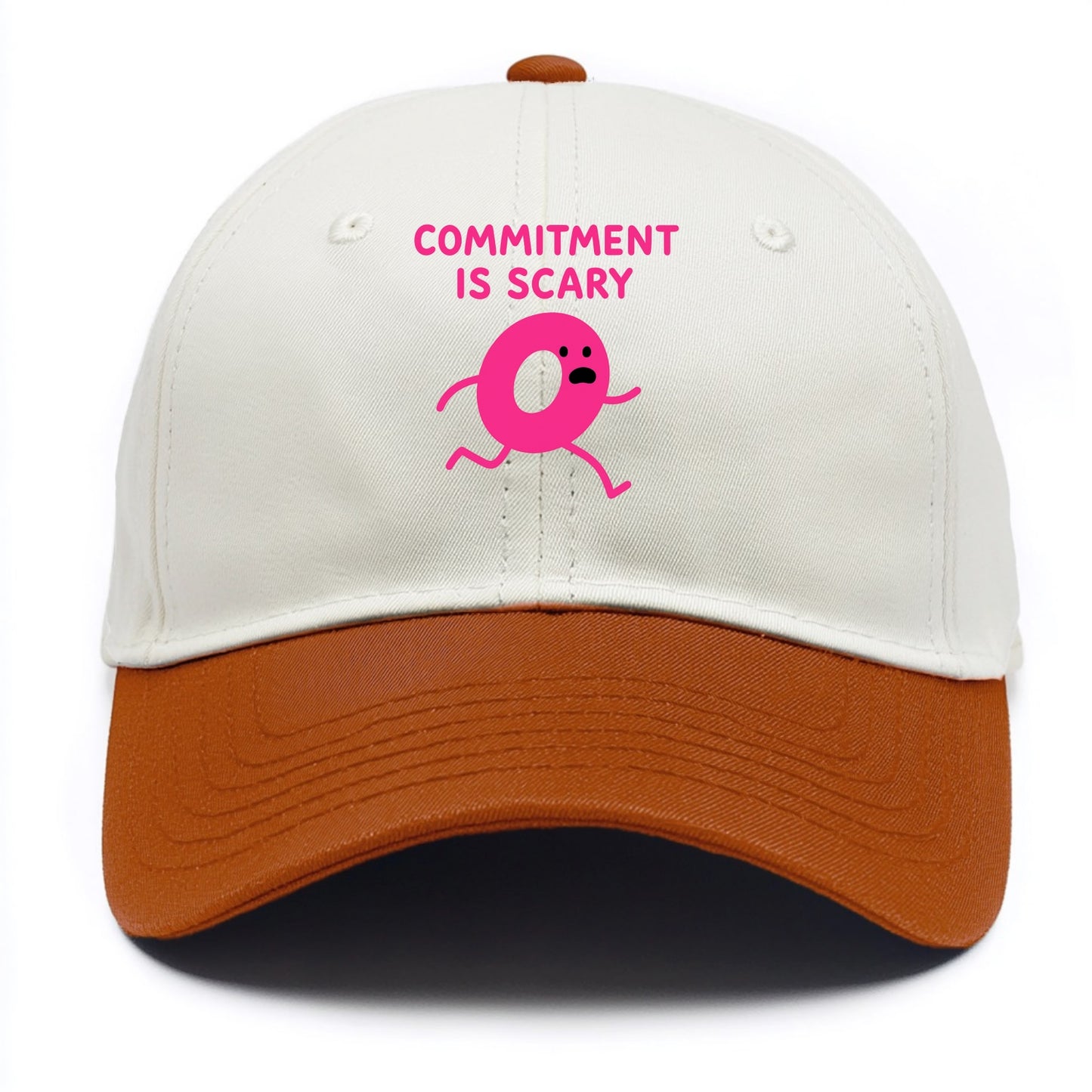 COMMITMENT IS SCARY | Terrified ring running away - Two Tone Cap - Orange