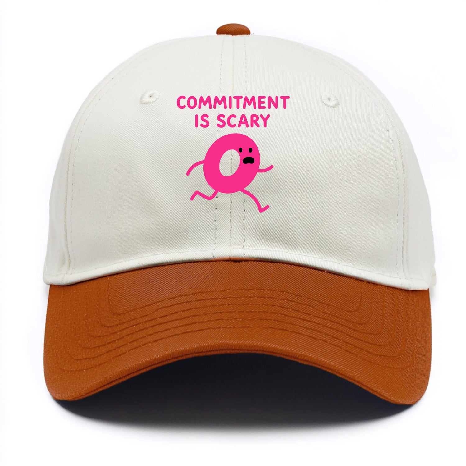 COMMITMENT IS SCARY | Terrified ring running away - Two Tone Cap - Orange