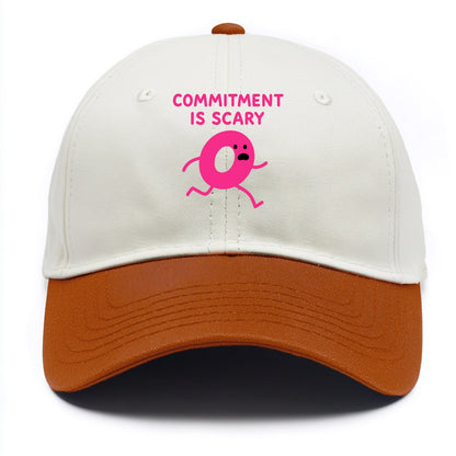 COMMITMENT IS SCARY | Terrified ring running away - Two Tone Cap - Orange