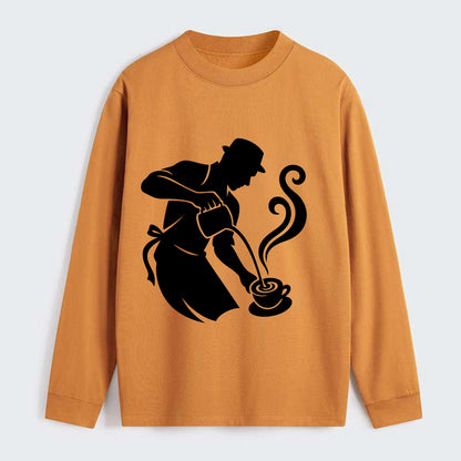 Barista creating latte art - Classic Long Sleeve Shirt - Orange