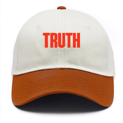 Bold typography design - "TRUTH" - honesty, reality - Two Tone Cap - Orange