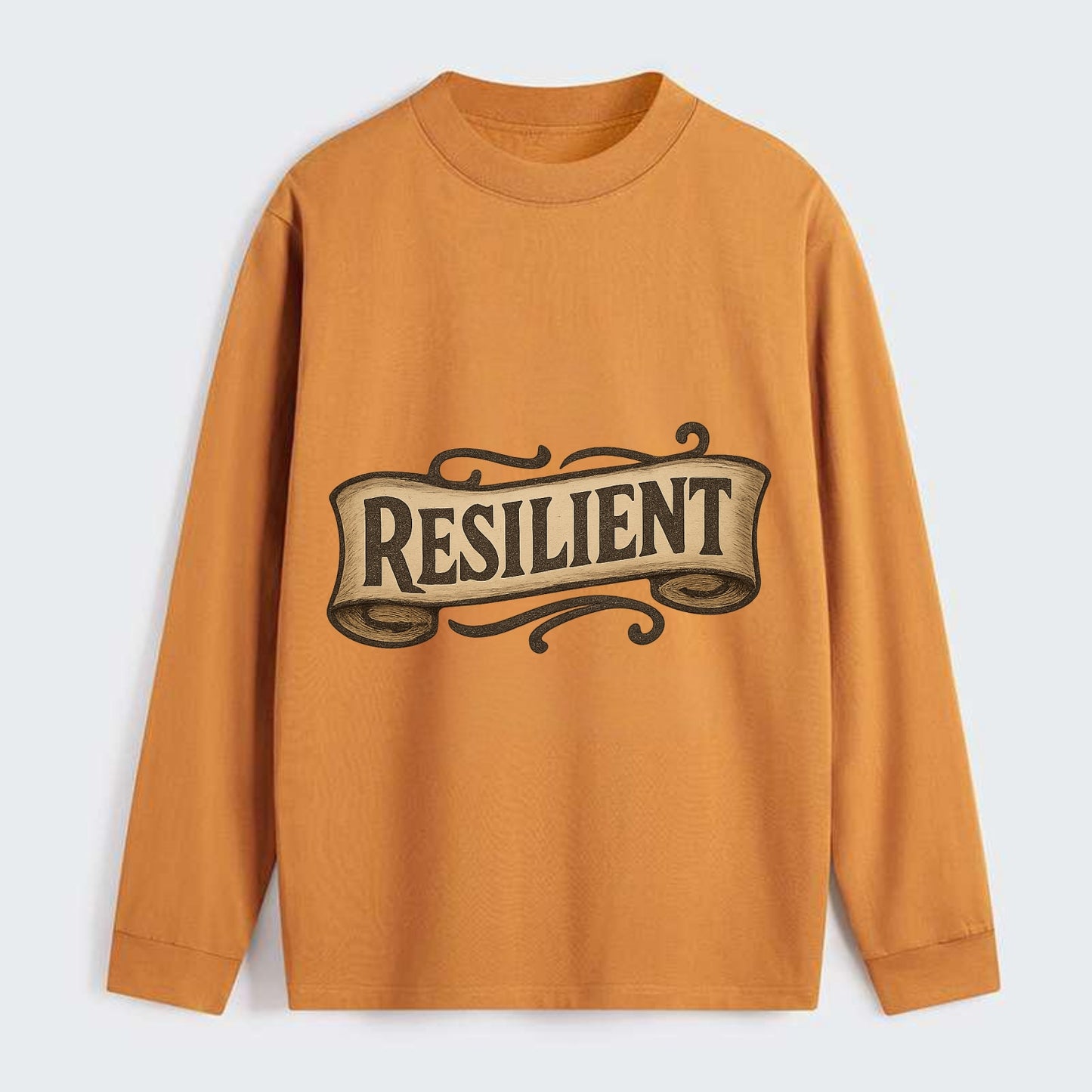 Bold typography design - "RESILIENT" - bouncing back, unbreakable spirit - Classic Long Sleeve Shirt - Orange