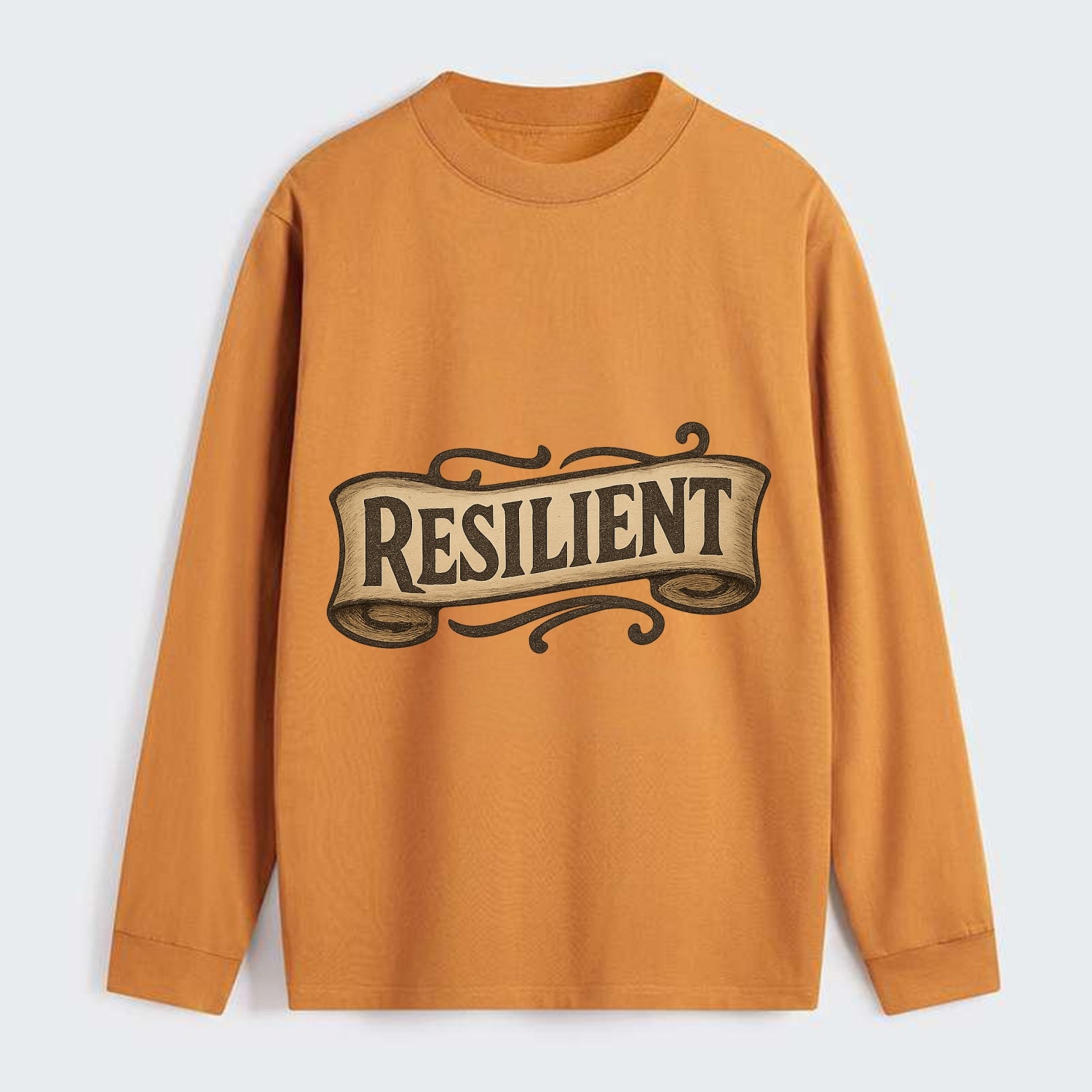 Bold typography design - "RESILIENT" - bouncing back, unbreakable spirit - Classic Long Sleeve Shirt - Orange