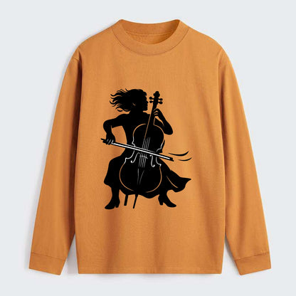 Cellist performing emotional solo - Classic Long Sleeve Shirt - Orange