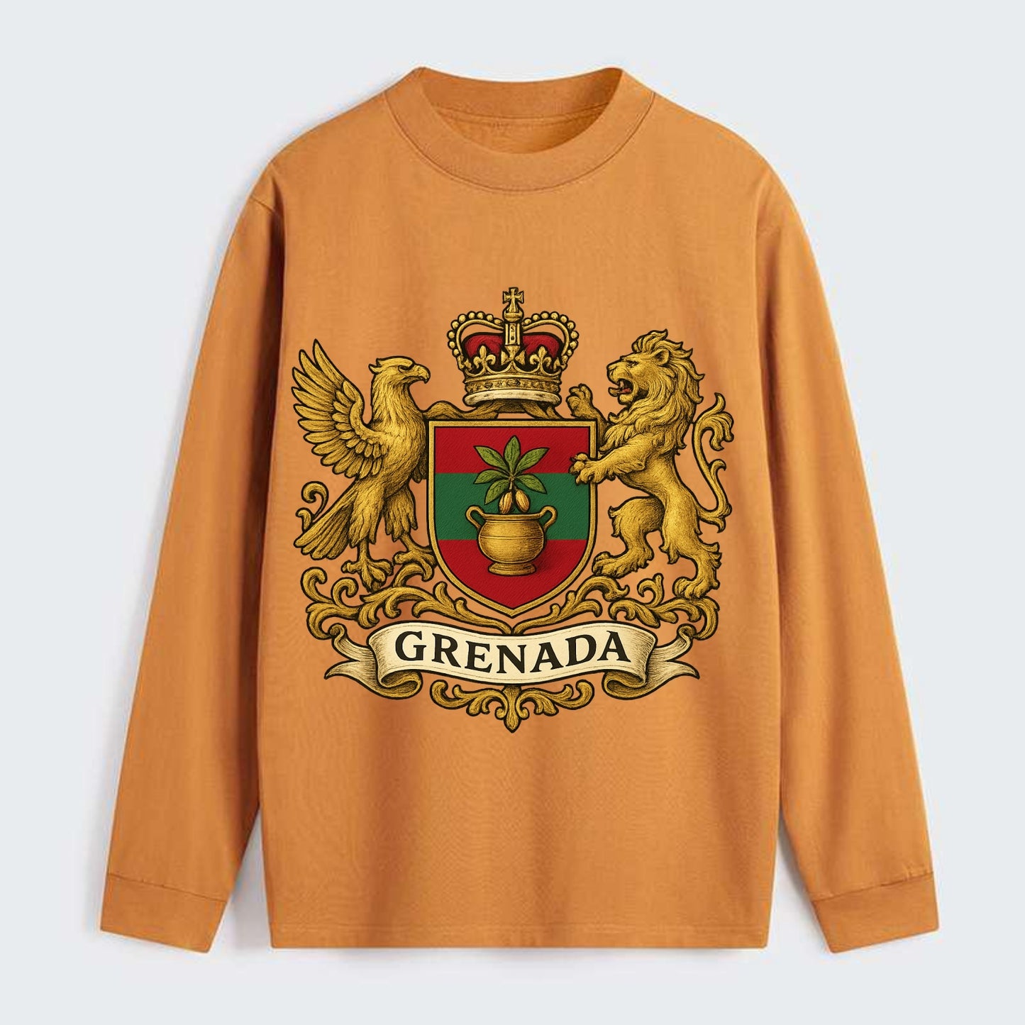 Grenada Heritage Badge  - Classic Long Sleeve Shirt - Orange