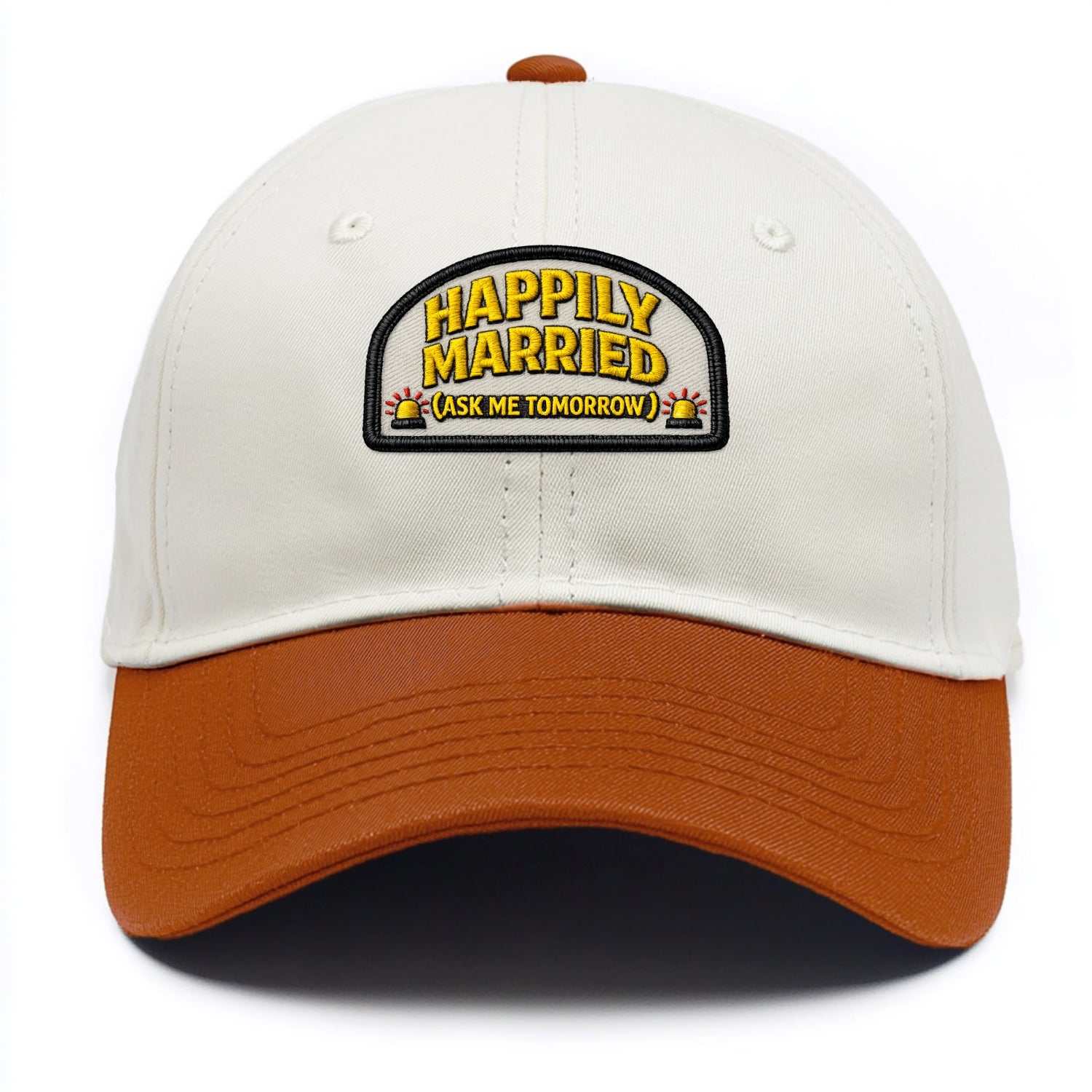 HAPPILY MARRIED  - yellow ask tomorrow - yellow - marital flux - Two Tone Cap - Orange