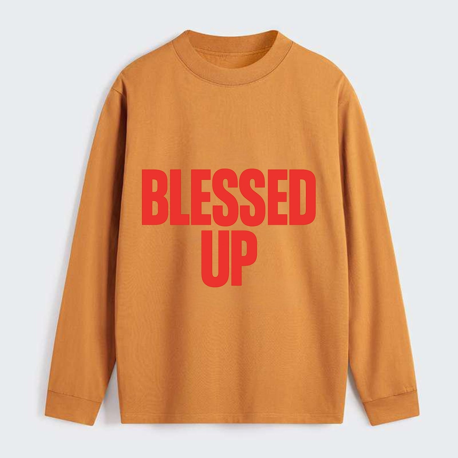 Bold typography design - "BLESSED UP" - recognizing fortune - Classic Long Sleeve Shirt - Orange