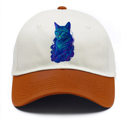 Exotic Bengal cat with aurora borealis colors flowing through its stripes, green and - Two Tone Cap - Orange