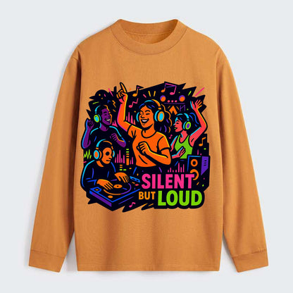 Silent disco dancers with glowing headphones - "Silent But Loud" - - Classic Long Sleeve Shirt - Orange