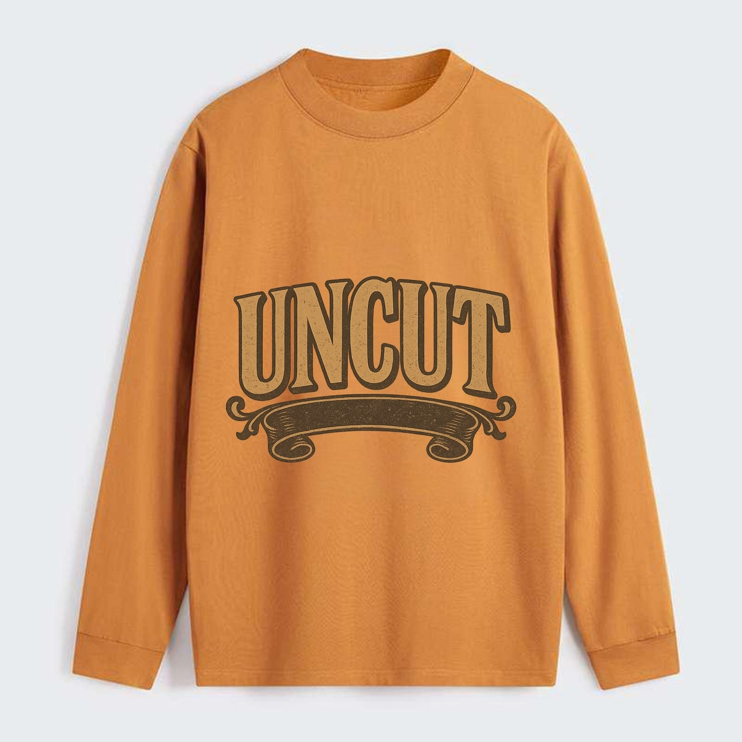 Bold typography design - "UNCUT" - pure, undiluted, authentic - Classic Long Sleeve Shirt - Orange