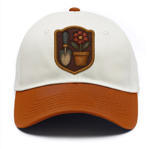 Garden trowel with flower pot - gardener badge - Two Tone Cap