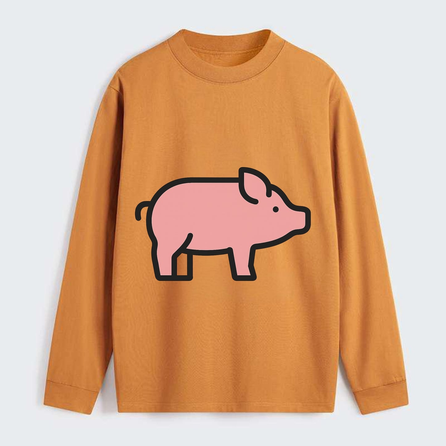 Pig - Pink farm pig flat side profile - Classic Long Sleeve Shirt - Orange
