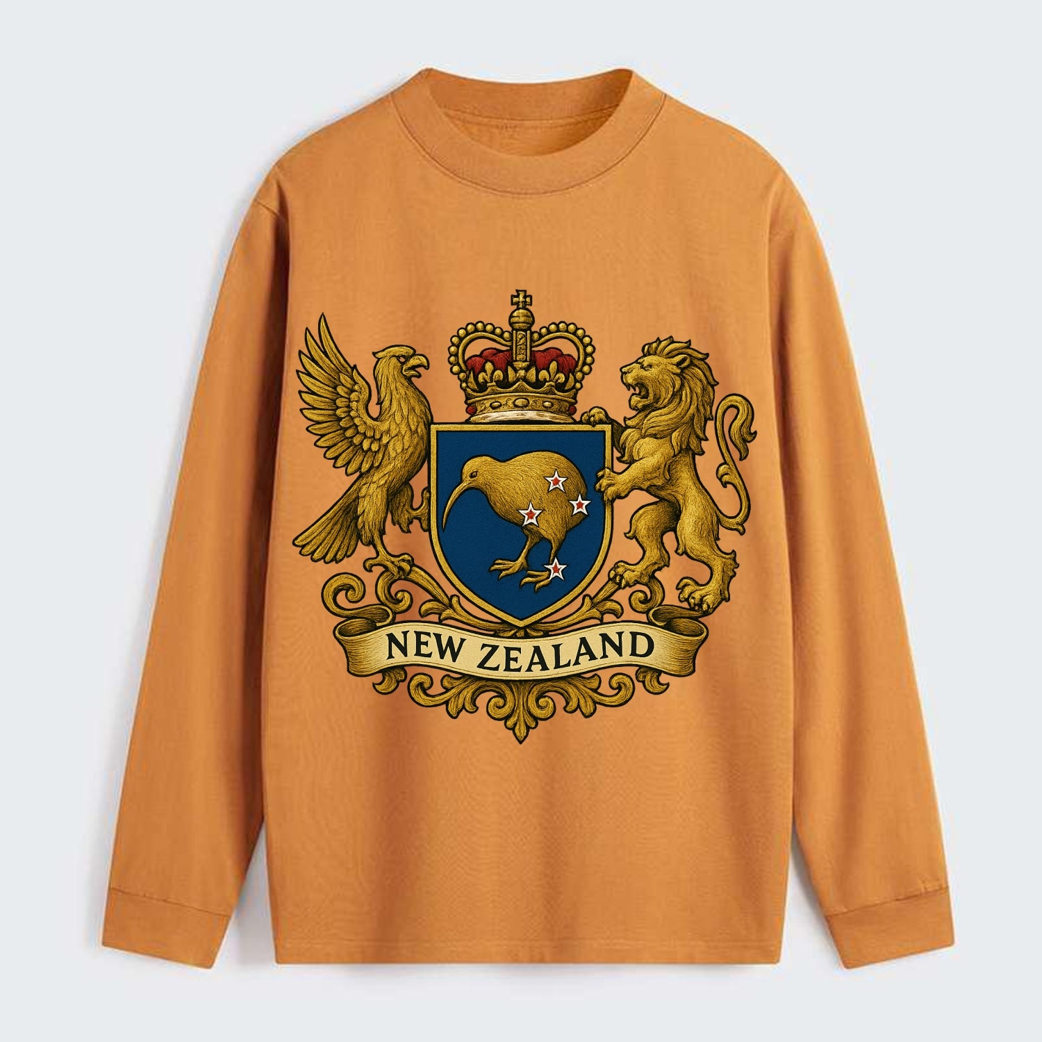 New Zealand Heritage Badge - Classic Long Sleeve Shirt - Orange