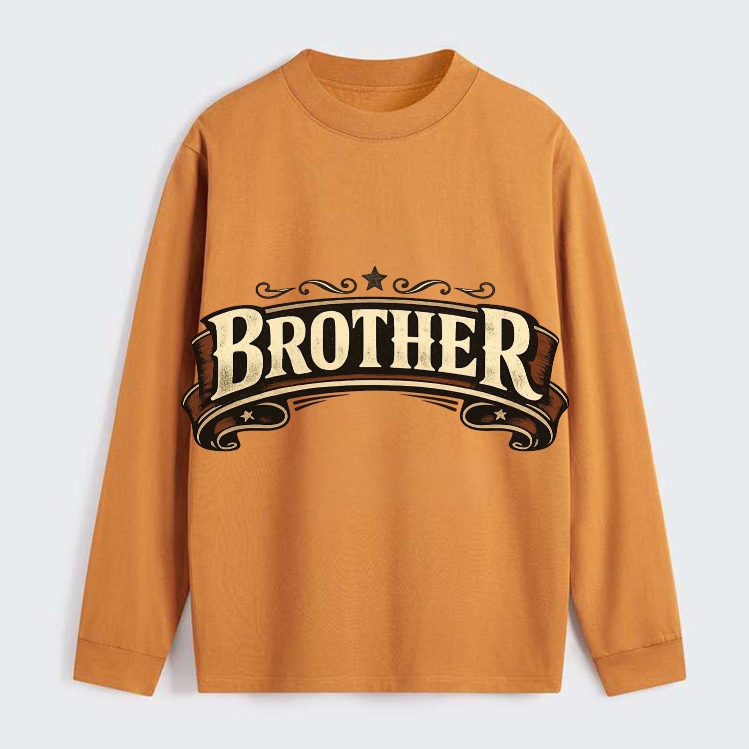 Bold typography design - "BROTHER" - male bond, brotherhood - Classic Long Sleeve Shirt - Orange