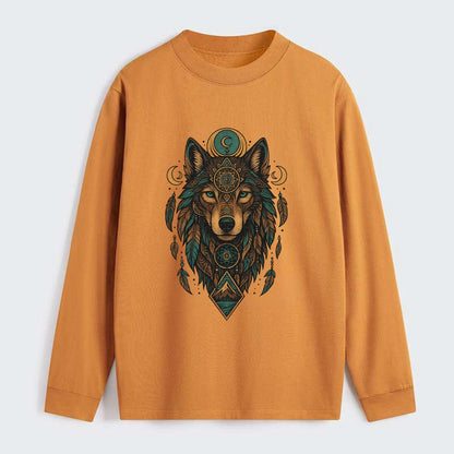 Retro 80s Wolf  - Classic Long Sleeve Shirt - Orange