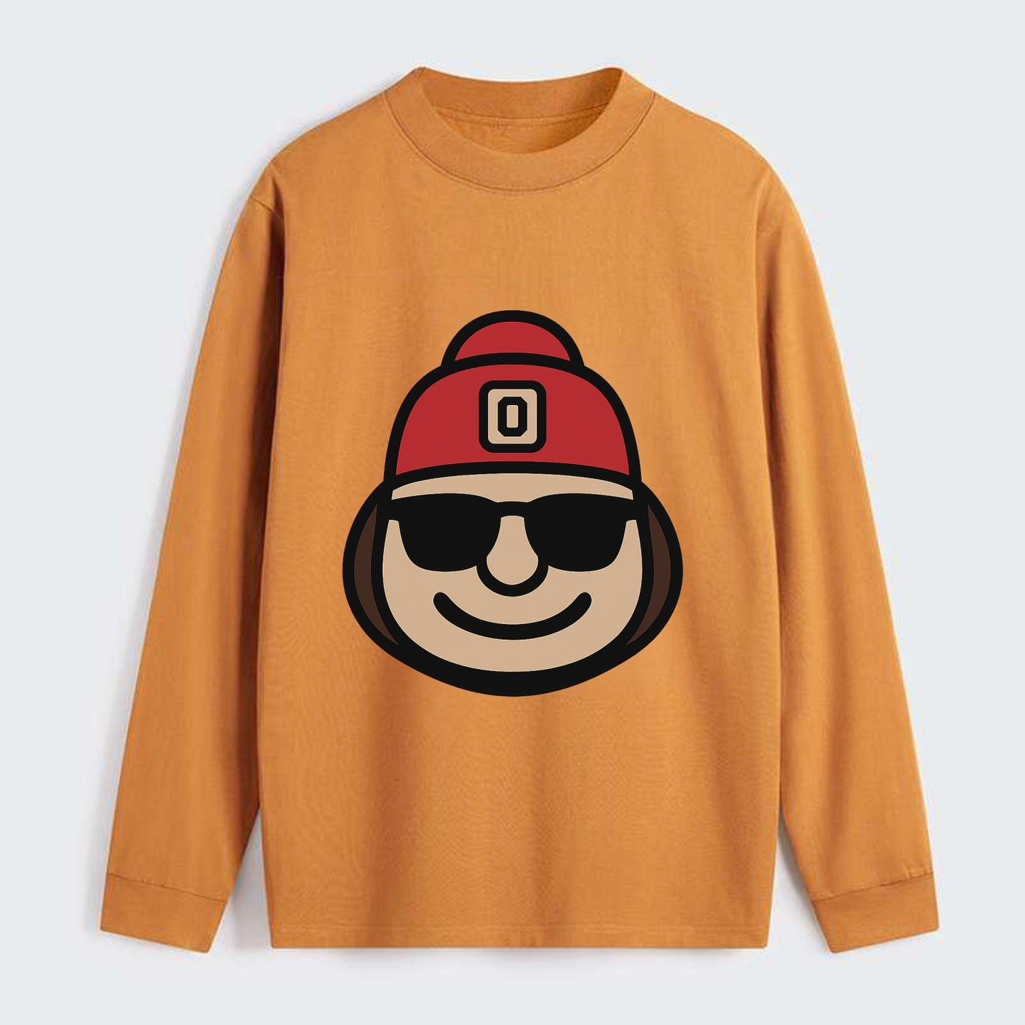Columbus Brutus wearing Ohio State beanie with Block O patch - Classic Long Sleeve Shirt - Orange