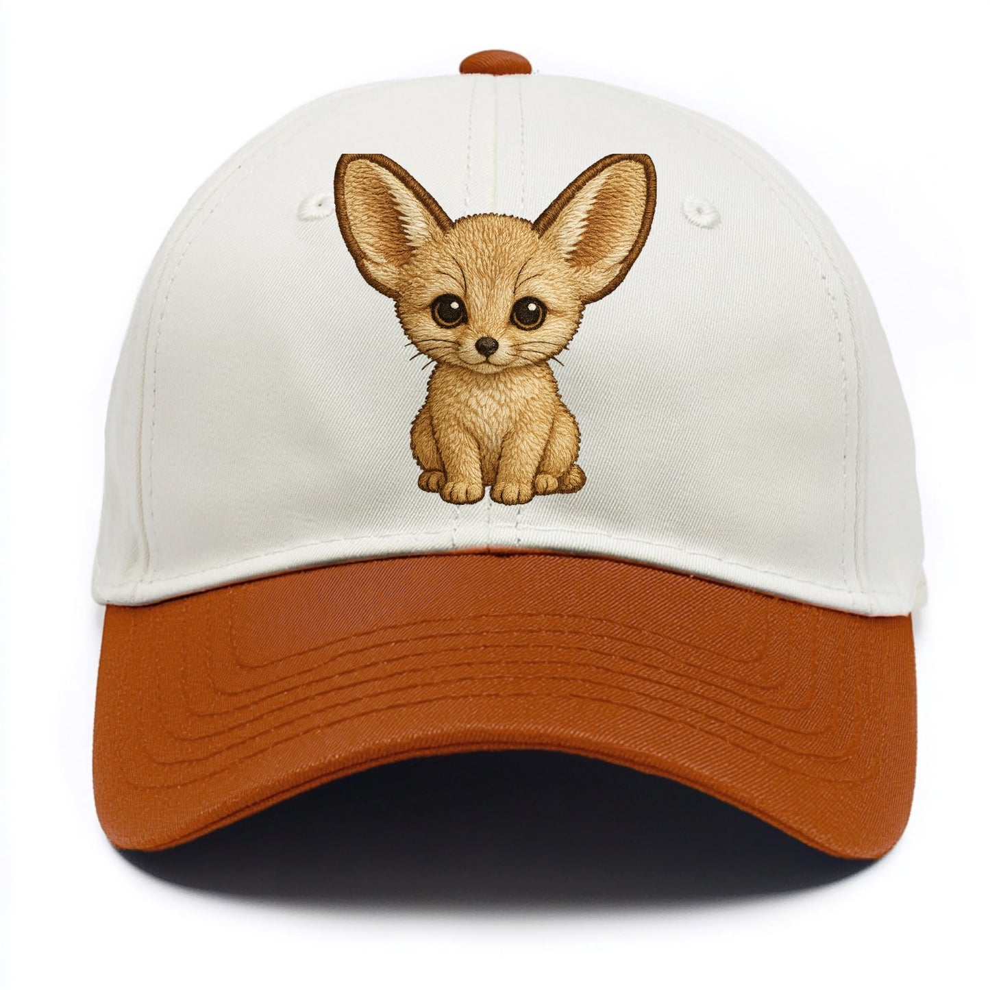 Baby Fennec Fox - huge ears, cream fur, large dark eyes, front-facing, desert baby - Two Tone Cap - Orange