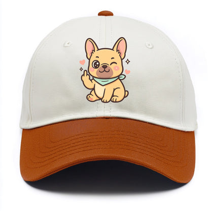 French Bulldog sitting with bat ears up, strong paw with sass - Two Tone Cap - Orange