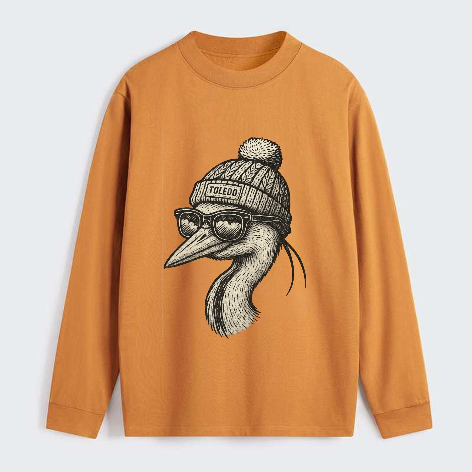 Toledo Great Blue Heron wearing Toledo b - Classic Long Sleeve Shirt - Orange