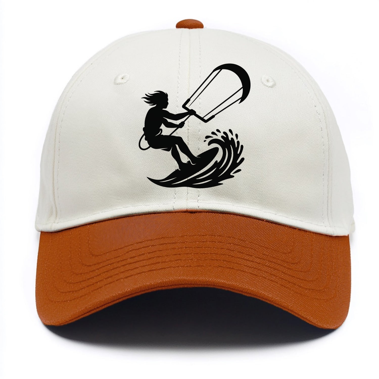 Kite surfer riding wave - Two Tone Cap - Orange
