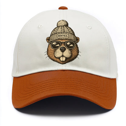 Montreal Beaver wearing Montreal beanie - Two Tone Cap - Orange