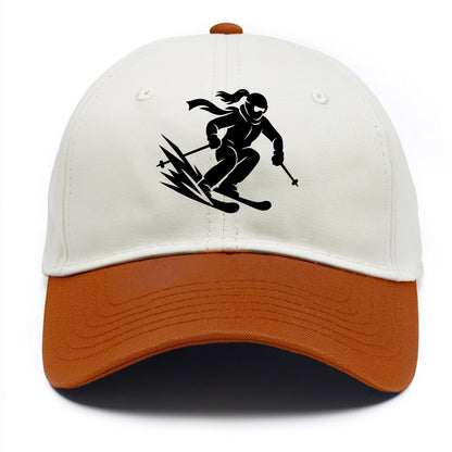 Skier carving down snowy slope - Two Tone Cap - Orange