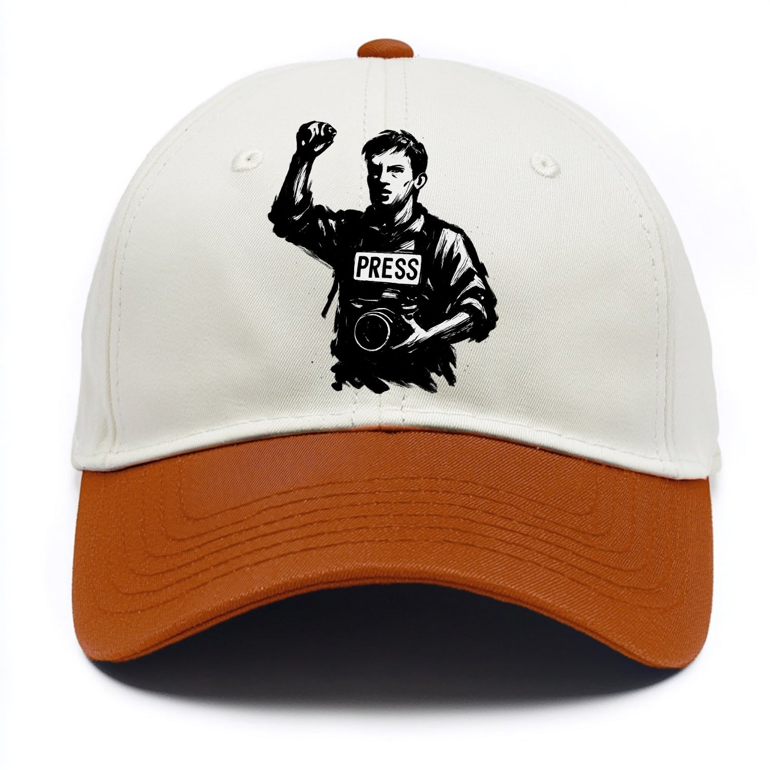 Journalist with camera - press freedom ink painting - Two Tone Cap - Orange