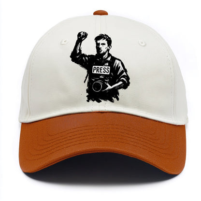Journalist with camera - press freedom ink painting - Two Tone Cap - Orange