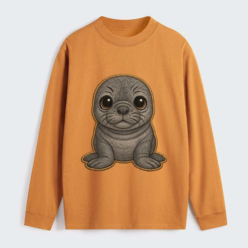 Baby Elephant Seal - gray wrinkly, tiny trunk nose, big dark eyes, - Classic Long Sleeve Shirt