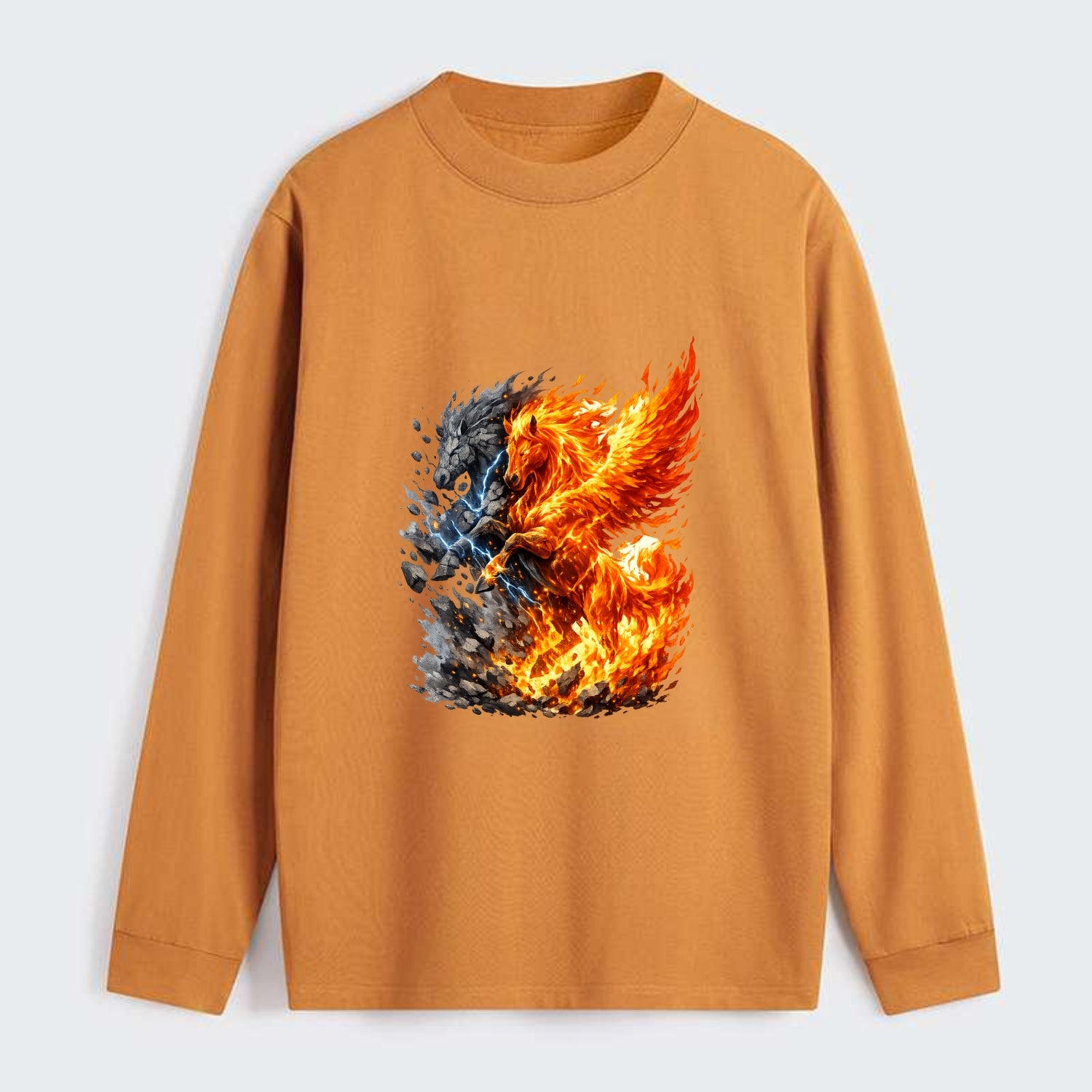 THUNDER FIRE | Horse combining lightning and flame | Electric fire | - Classic Long Sleeve Shirt - Orange