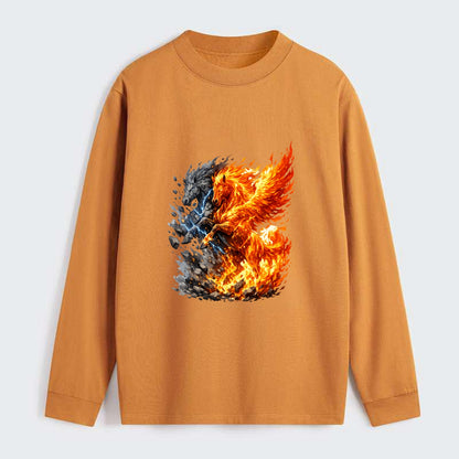 THUNDER FIRE | Horse combining lightning and flame | Electric fire | - Classic Long Sleeve Shirt - Orange