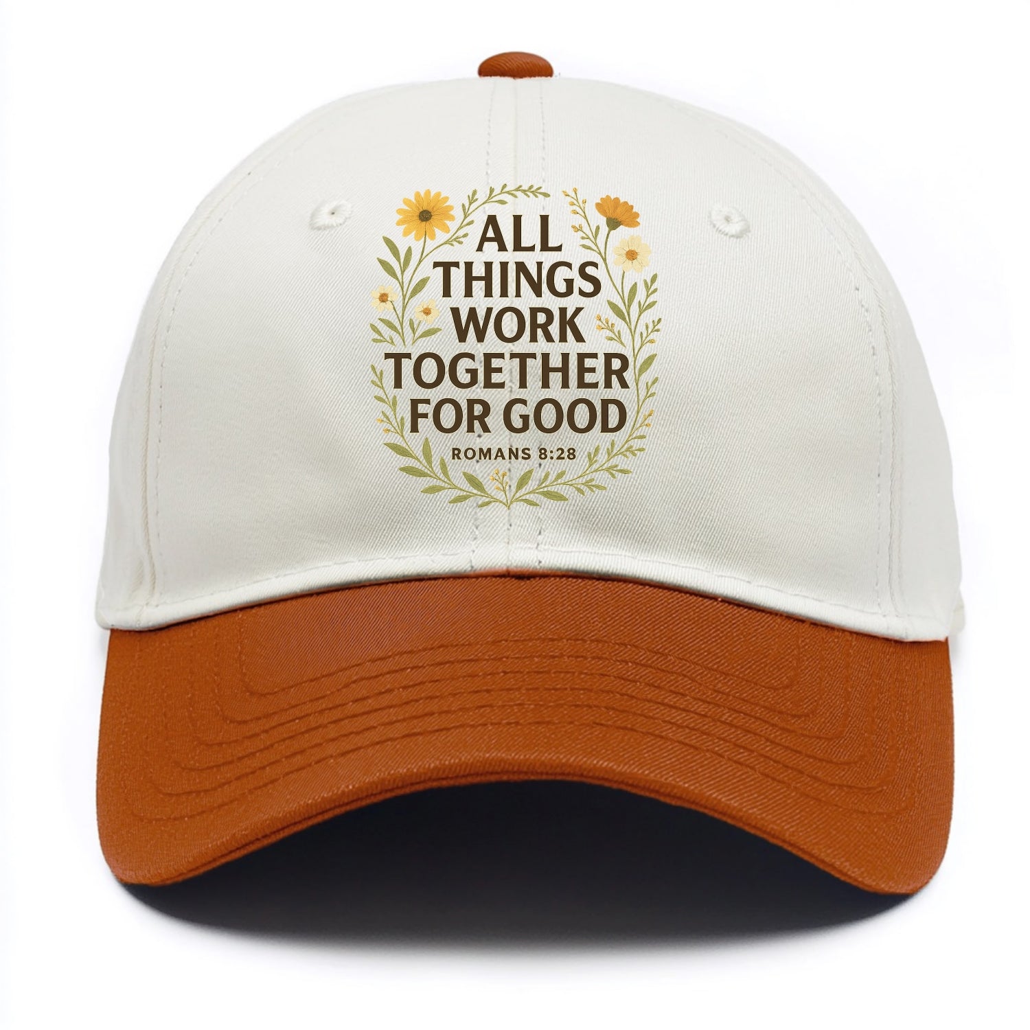 Romans 8:28 Flowers - Two Tone Cap - Orange