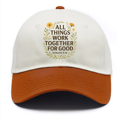 Romans 8:28 Flowers - Two Tone Cap - Orange