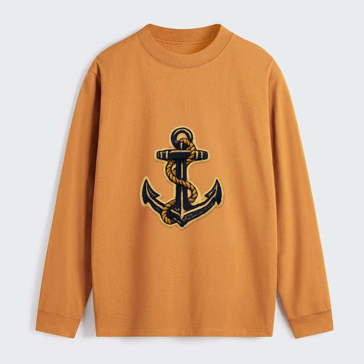 ANCHOR ROPE - classic anchor with rope in navy and gold , sailor - Classic Long Sleeve Shirt - Orange